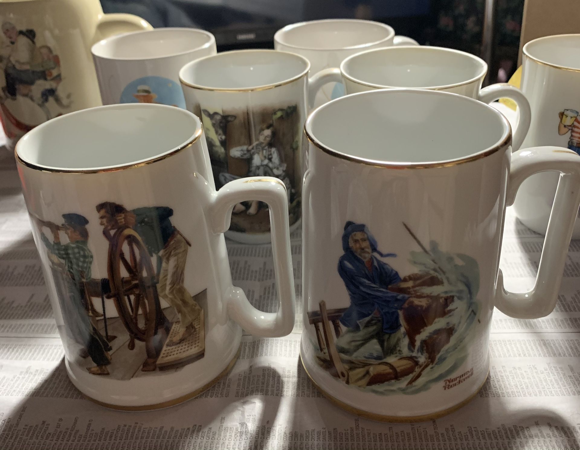 Norman Rockwell Mugs&Plates Lot