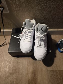 Jordan white metallic 5s 9.5m