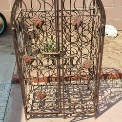 Wine rack, hand forged wrought iron