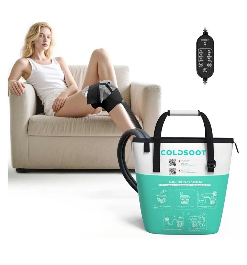 Cold Therapy Machine w/Timer, Compact and Portable Ice Machine for Knee After Surgery, Knee Replacement Recovery System, Cryotherapy Pain Relief w/Com