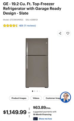GE 19.2 Cu Ft. Top Freezer Refrigerator with Garage Ready Design (Brand New)