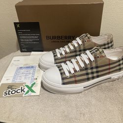 White Burberry Checkered Trainers