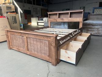 Queen Solid Wood Bed Frame With 3 Drawers $600
