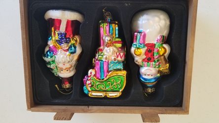Blown Glass Christmas Ornament Set of 3