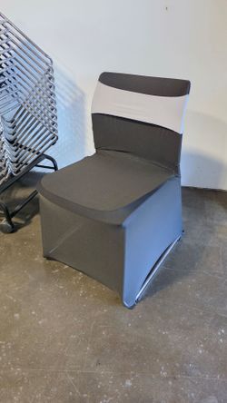 Black chair covers with gray sashes