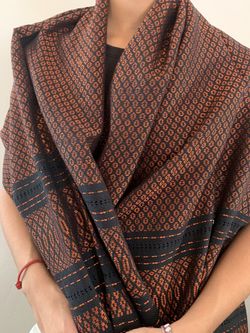 Burnt orange metallic shawl