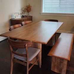 West Elm Anton Dining Table + Bench + Free Chairs