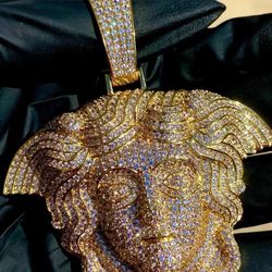HUGE 3.5" Medusa 🪼 Pendant 14k Gold Plated Super Iced Out w/Simulated Diamonds Hip Hop, Rapper