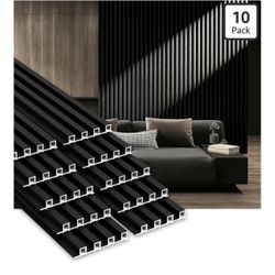 10Pack WPC Slat Wall Panels, 90.6 x 6.6 x 0.9Inches 3D Accent Wall Panels