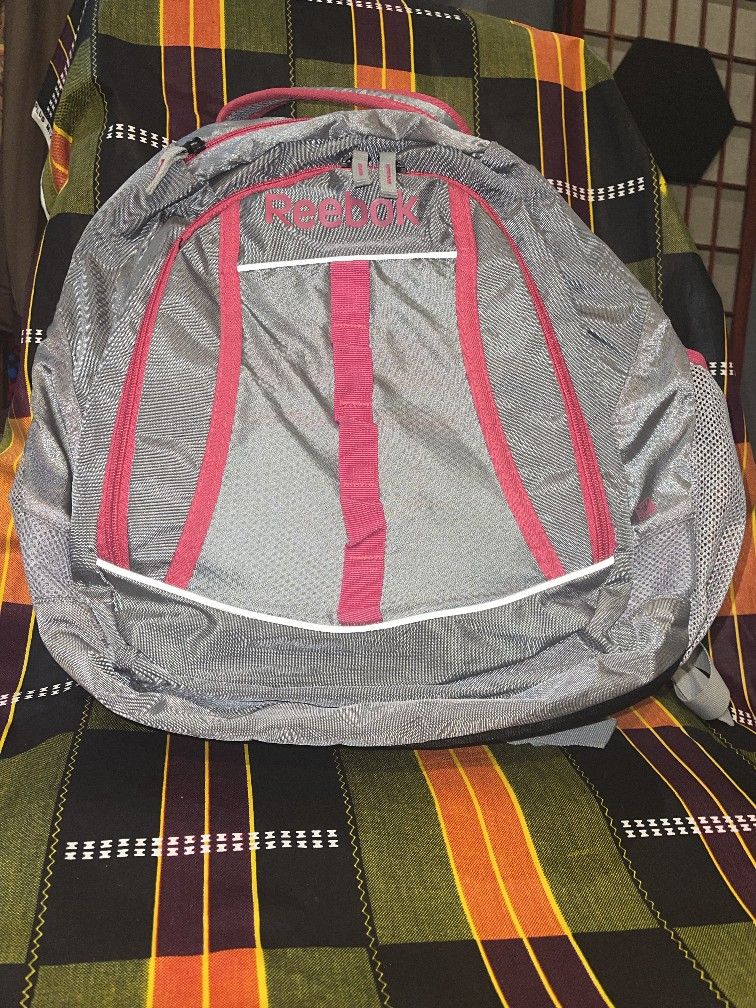 Reebok Grey With Pink Trim Nylon Backpack