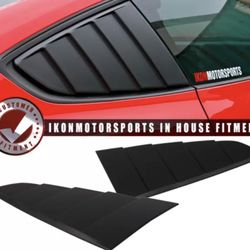 Fits 15-22 Mustang CV Style Rear Side Quarter Window Louvers Scoops Unpainted -
