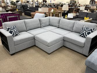 2 COLOR GRAY & CREAM FREE OTTOMAN $750.00