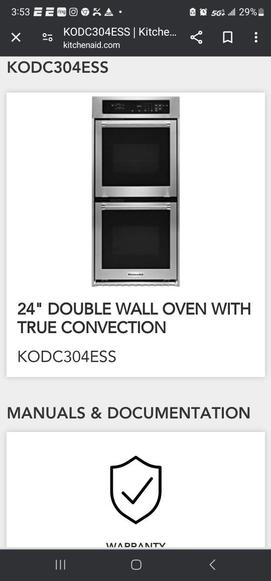 Kitchen-Aid 24" Double Oven (Convection)