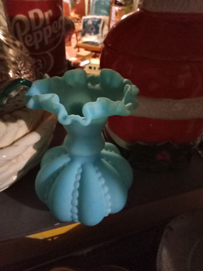 Blue Milk Glass Vase