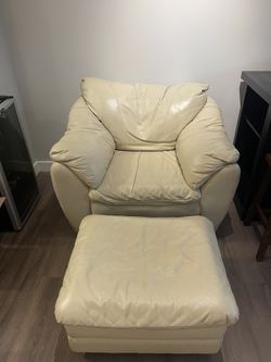 Leather Sofa Chair with Ottoman 