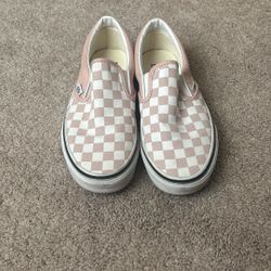Like New! Vans Classic Slip-On Pink & White Checkered Vans