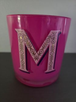 Monogram Letter M Pink Glass Cup