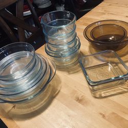$50  for ALL-14 total glass bowls- (not new) serving bowls-medium/small-most are marked “Pyrex” a couple are various other off brand names-selling as 