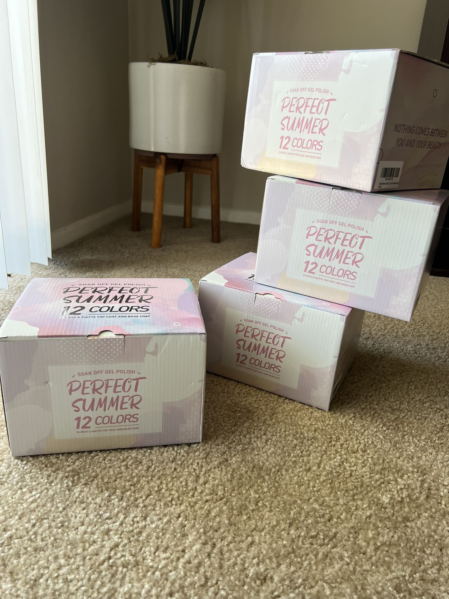 4 Boxes Gel Nail Polish Kit with UV/Led nail gel lamp
