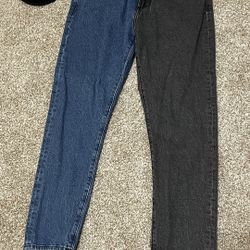 Men’s Split Color Fitted Jeans