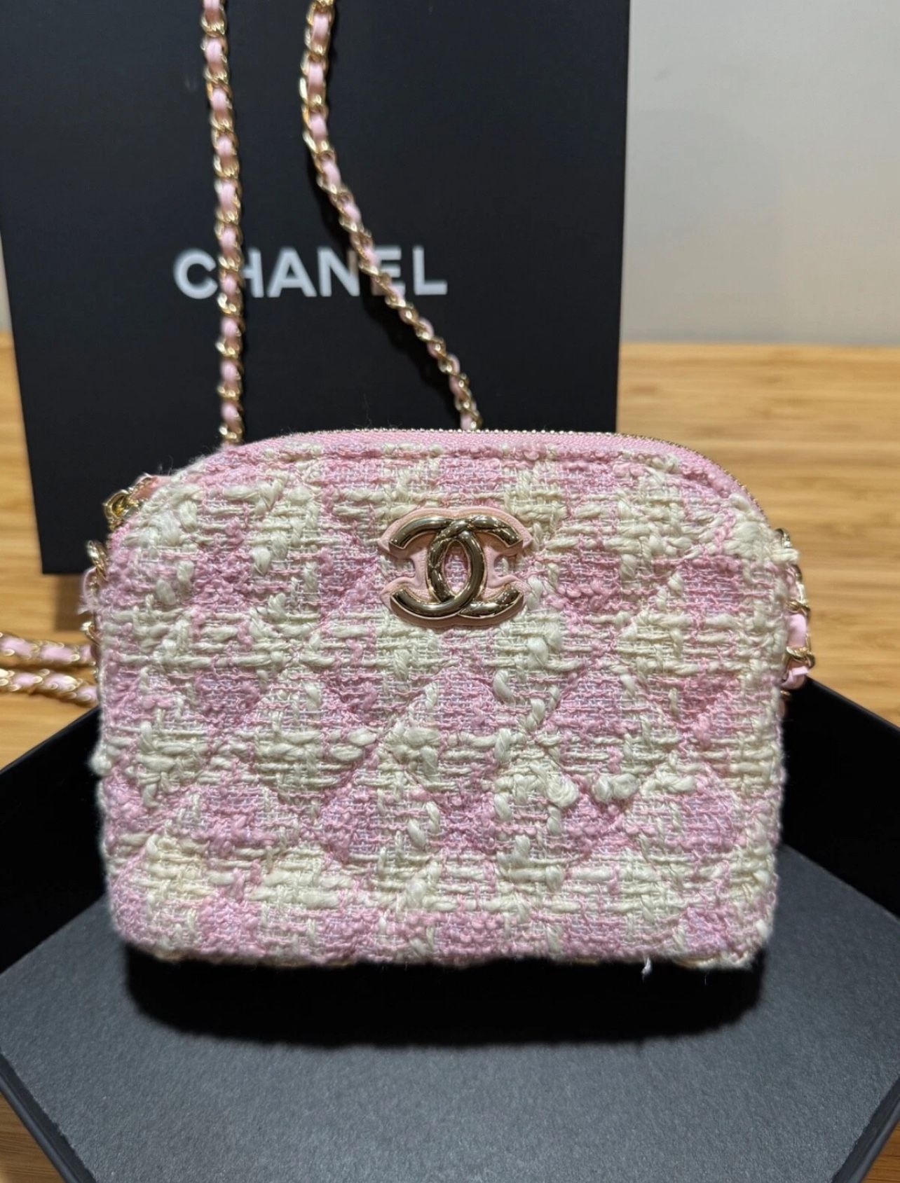 Chanel GWP/Novelty Bag Pink Tweed Gold CC hardware
