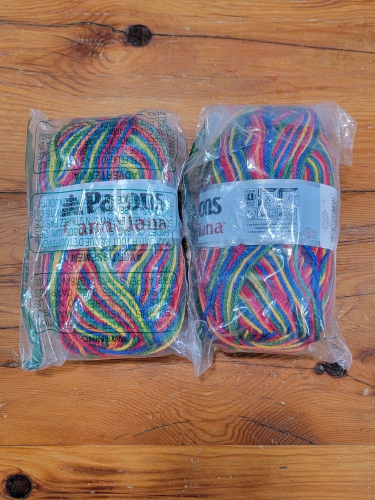 2 Skiens of Acrylic Rainbow Yarn ~ Patons Canatiana ~ 192 Yds/skein, 4 - Medium