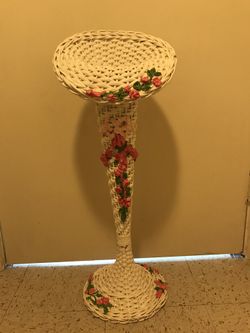 Vintage wicker trumpet vase