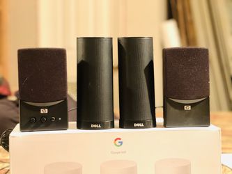 Two Pairs HP And Dell Computer Speakers 