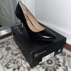 INC Black Leather Heels