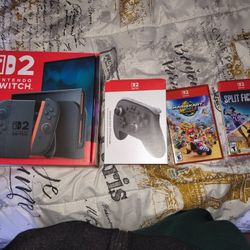 Nintendo Switch 2, Nintendo Pro Controller , Mario Kart 8 And Split Fiction 