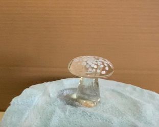 Glass Mushroom Figurine with White Dots