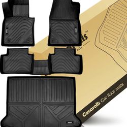 Floor Mats & Trunk Mat Set Compatible for Mazda CX-30 2024 2023 2022 2021 2020 Accessories All Weather Mat Front & 2nd 2 Row Seat & Cargo Liners Black