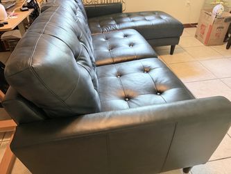 Blue Leather Sofa