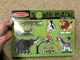 Melissa & Doug Wooden Animal Zoo Sound Puzzle