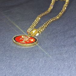 San Francisco 49ers Iced Out Rhinestone Pendant Necklace