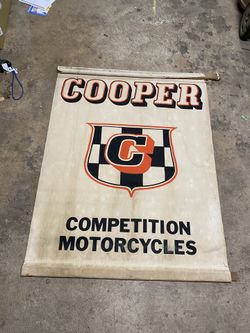 Vintage Cooper Competition Motorcycles cloth banner