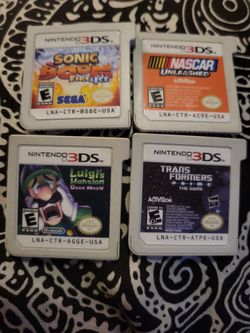 4 Nintendo 3ds Games for 45.00  Luigi, Sonic, Transformers,  Nascar
