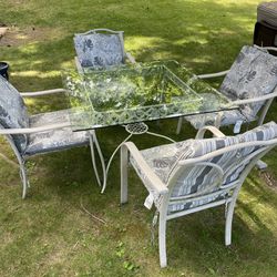 Wrought Iron Table 4 Chairs With Cushion 195.00