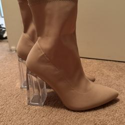 Beige Heels / Booties Size 6