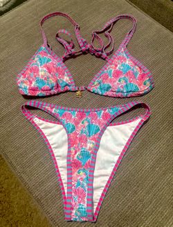 Pink and blue bikini