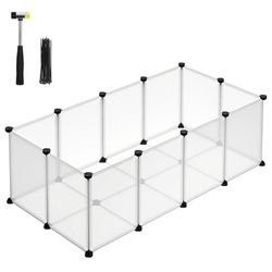 20 Panels Pet Playpen with Floor, Small Animal Playpen, Pet Fence Indoor, DIY Plastic Enclosure for Guinea Pigs, Bunny, Hamsters, Hedgehogs, 49.2 x 24