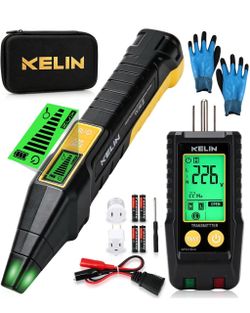 Circuit Breaker Finder with LCD Display, GFCI Outlet Tester, Electrical Tracer Tool with NCV & Flashlight, 2-in-1 Breaker Locator with Auto Hold, Incl
