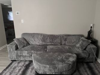 Large Gently Used Couch with Matching Pillows and Ottoman