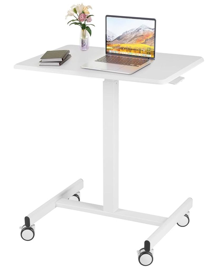 Mobile Portable Adjustable Rolling Desk With Lockable Wheels