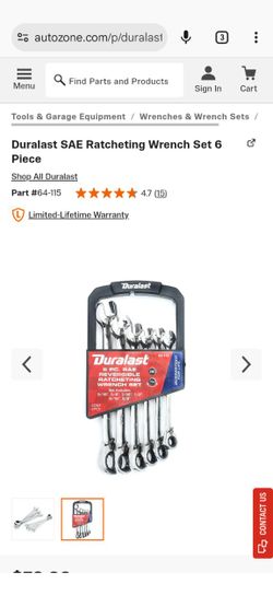 Duralast Metric Ratcheting Wrench Set 6 Piece
