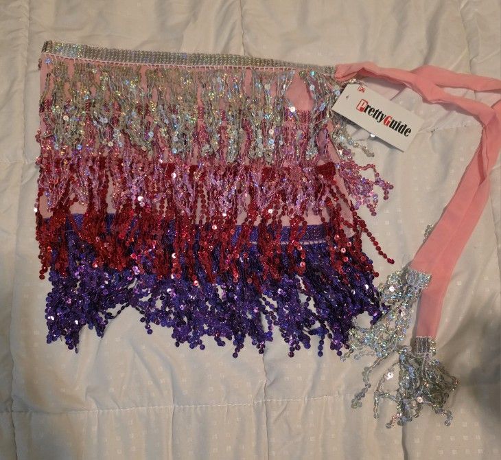 PINK MULTI-COLOR Scarf Belly Dance Hip Skirt