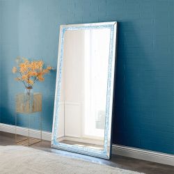 Floor Mirror LED Light Faux Diamonds inlay. 35"x68"h.