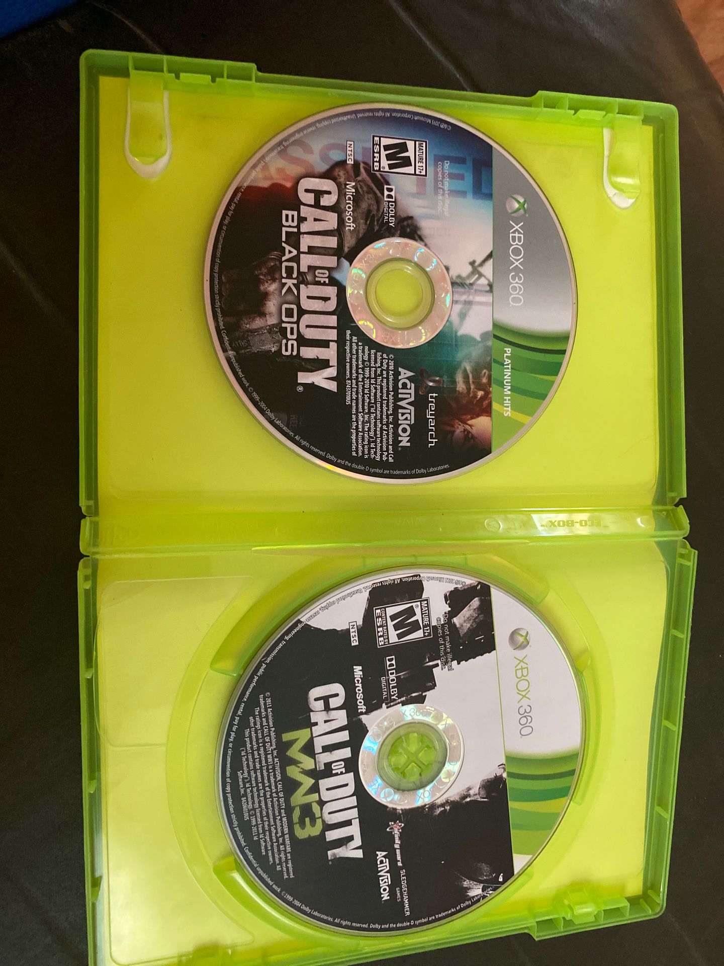 MW3 + BO1 Xbox 360 game discs