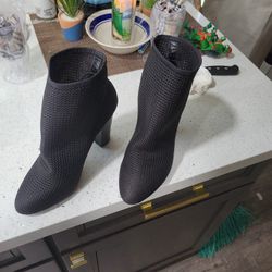 Aldo Black Ankle Leather Boots Size 7 High Heel Womens