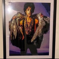 Custom art piece of prince on black frame